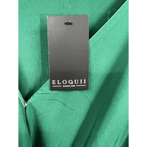 Eloquii Midi Dress Size 26 Castleton Green Knot Front Pleated Skirt Women New - Picture 3 of 7